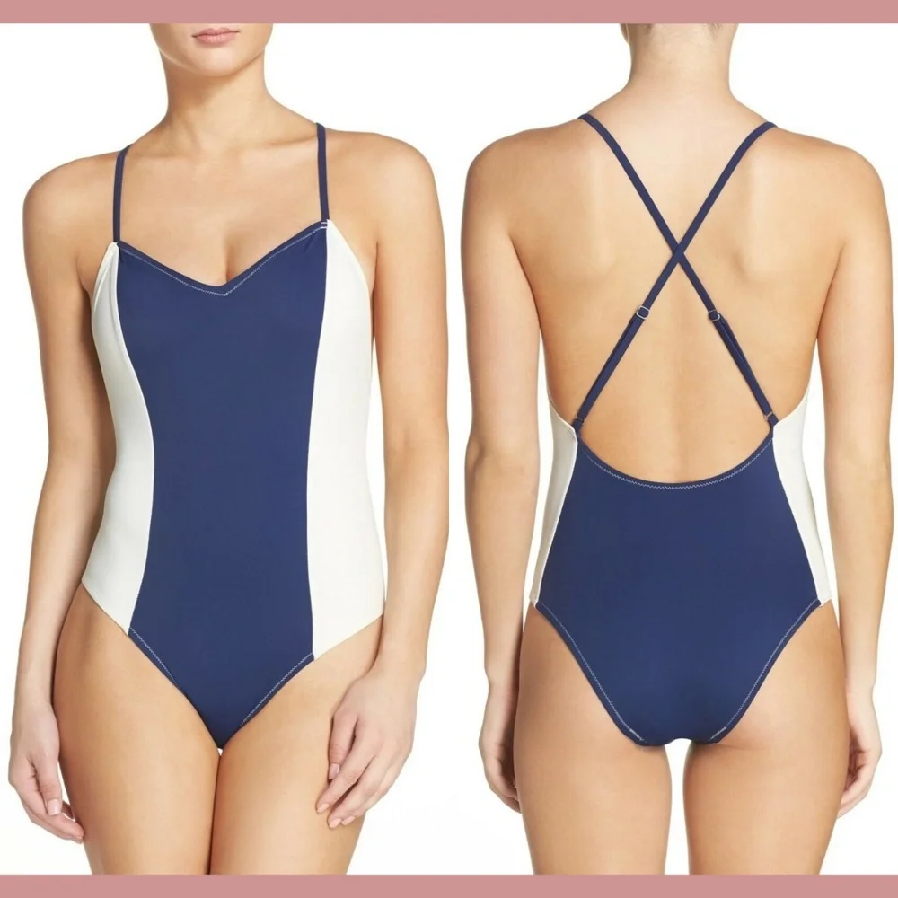 NWT $158 SOLID & STRIPED Diana Colorblock One-Piece Swimsuit [SZ Small‎ ]